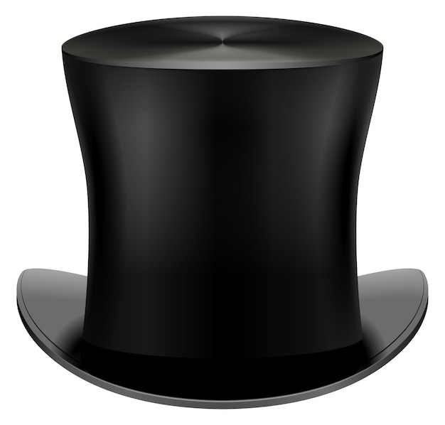 Vector black cylinder hat realistic mockup male top headdress