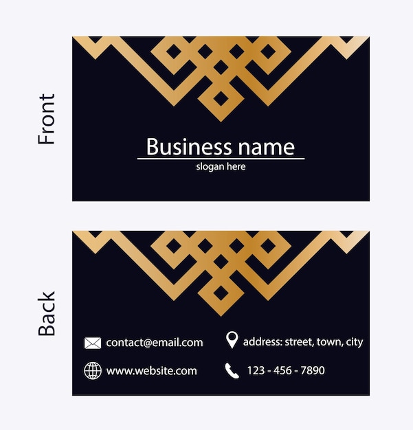 Black dark business card modern design vector