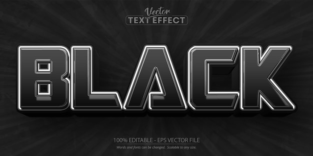 Black, dark text effect, silver and black color editable text style