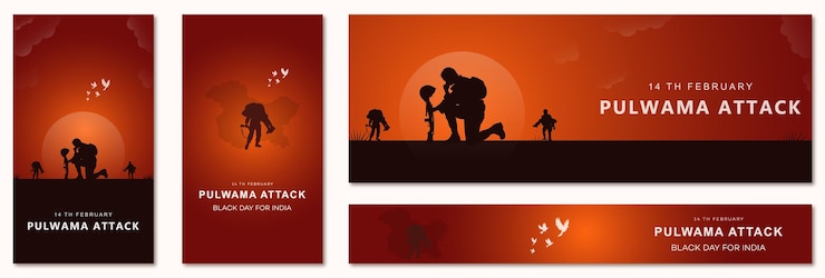 वेक्टर black day of india 14 february pulwama attack poster on the indian army vector banner story