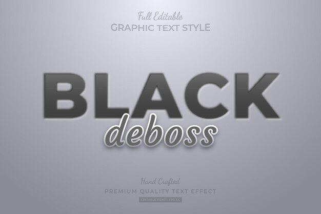 Black Debossed Editable Text Effect Font Style