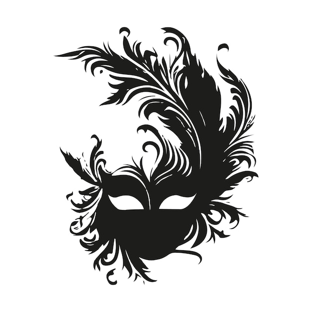 Black decorative carnival mask silhouette vector illustration