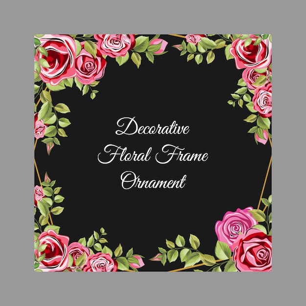 Black decorative frame with floral and leaves ornament