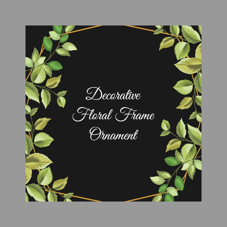 Vector black decorative frame with floral and leaves ornament