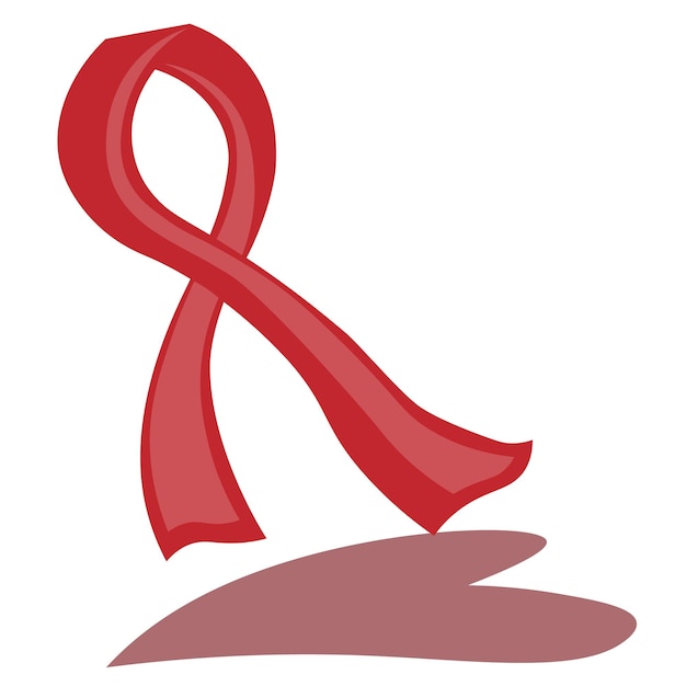 black dentist examining a patient a red symbol with a ribbon on it