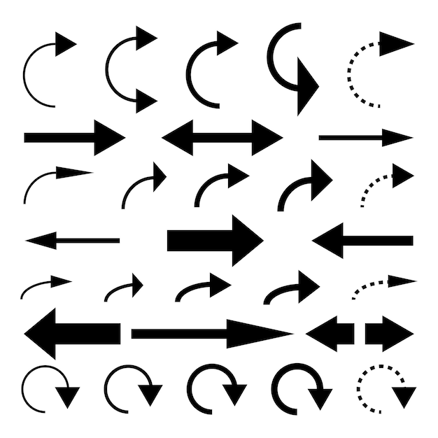 벡터 검은 색 다른 화살표. 인포그래픽 디자인 템플릿입니다. 벡터 일러스트 레이 션. 스톡 이미지. eps 10.
