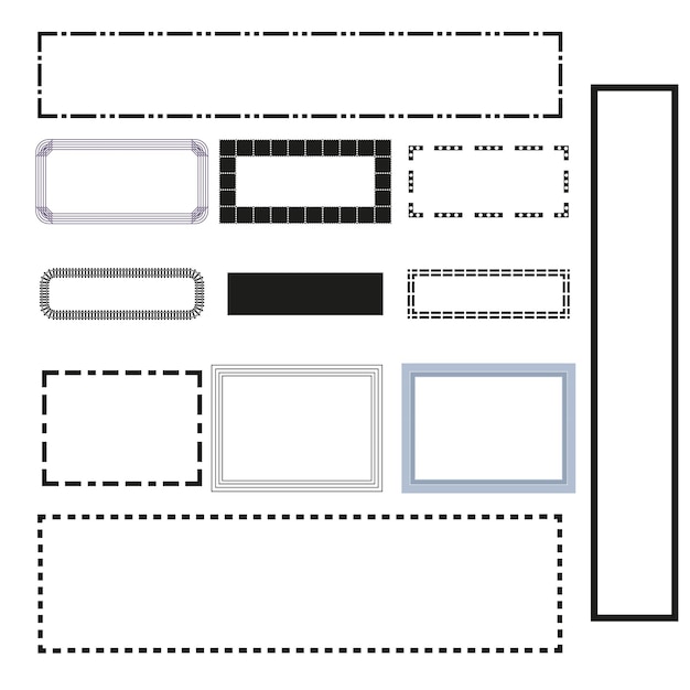 black different frames rectangles. Vector illustration. Stock image. EPS 10.