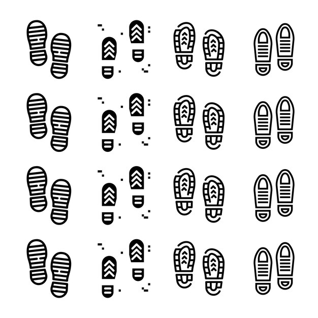 Vector black dirty footprint set