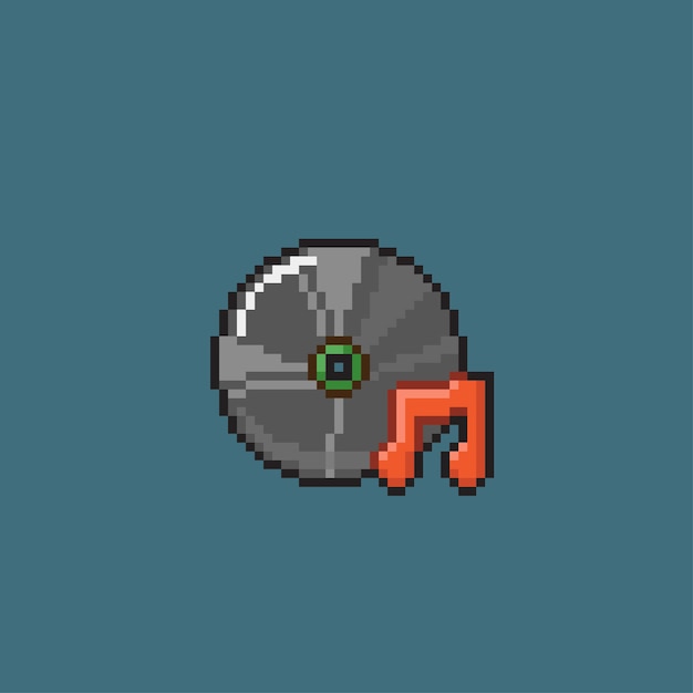 black disc with tone sign in pixel art style