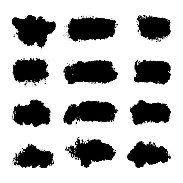 Black Distress Brushes Grunge Texture Splash Banner vector illustration