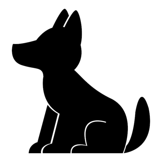 黒い犬のロゴ黒い動物のシルエット漫画風のベクトルイラスト孤立したクリップアート