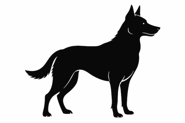 black dog silhouette on white background
