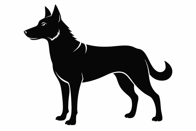 black dog silhouette on white background
