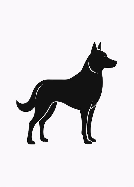 black dog silhouette on white background