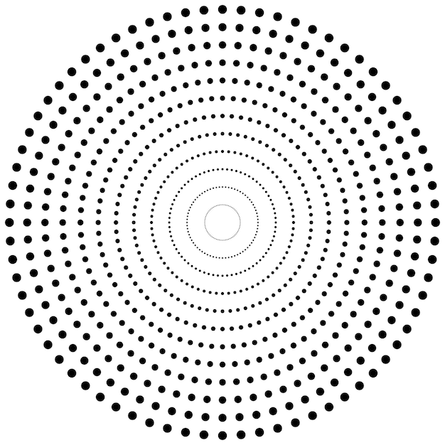 Vector black dots spiral design on white background