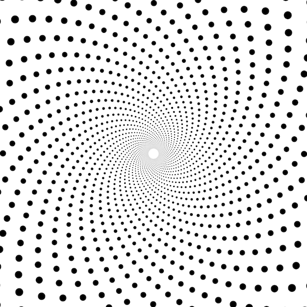 Vector black dots in a spiral shape.