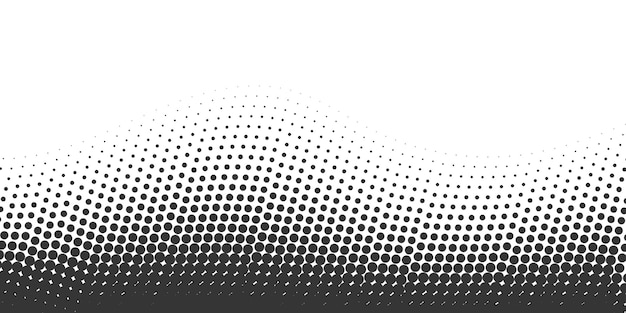 Vector black dotted halftone background landscape vector illustration with copy space