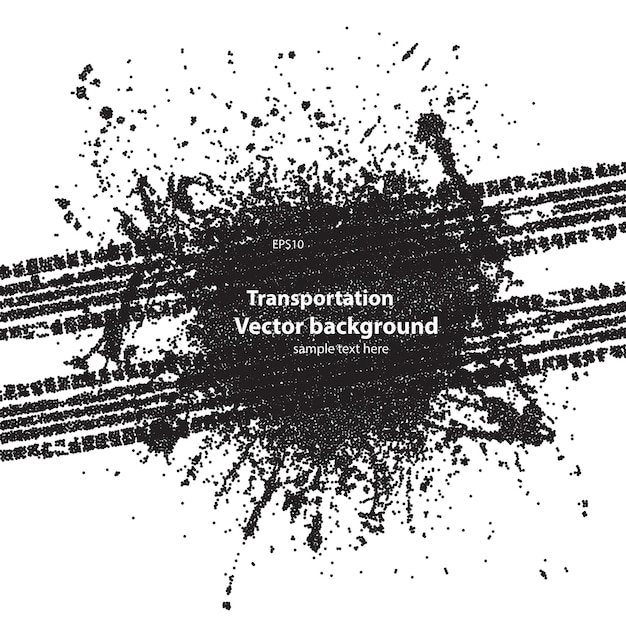 Black dotted ink blots tire track