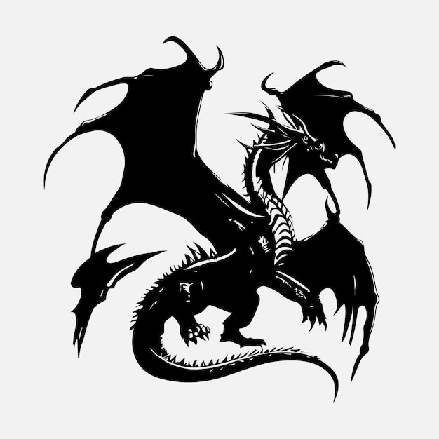 Vector black dragon silhouette vector design