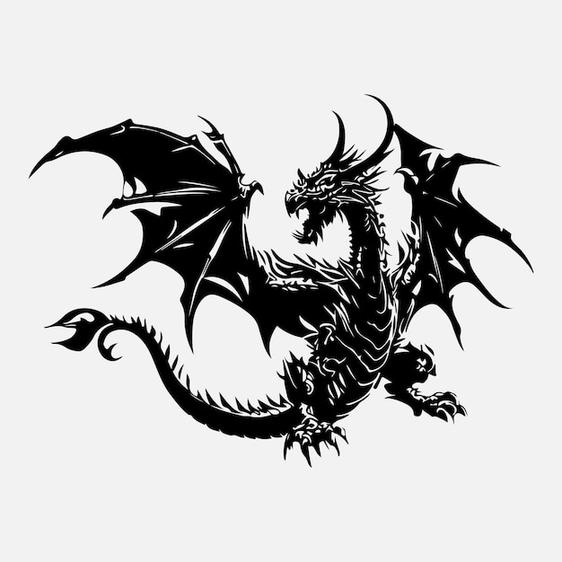 Premium Vector | Black dragon silhouette vector design
