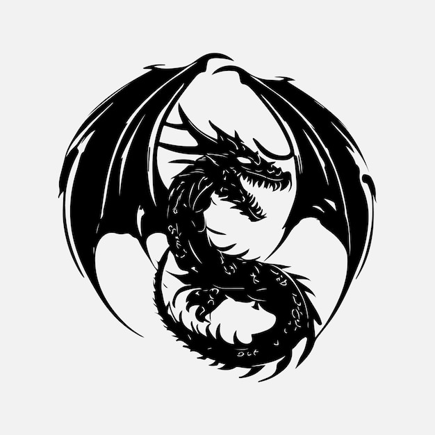 Premium Vector | Black dragon silhouette vector design