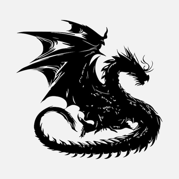 Premium Vector | Black dragon silhouette vector design