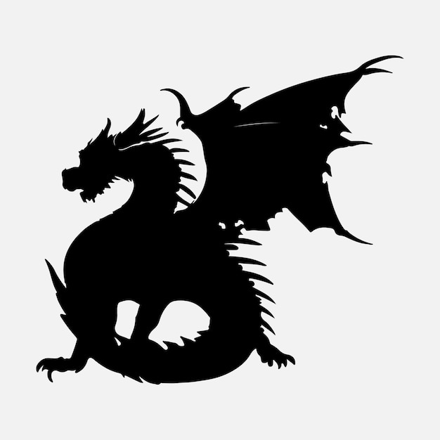 Vector black dragon silhouette vector design