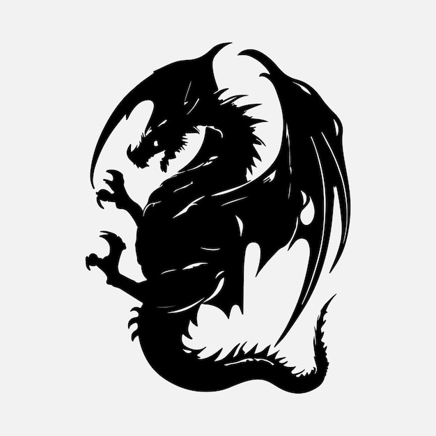 Premium Vector | Black dragon silhouette vector design