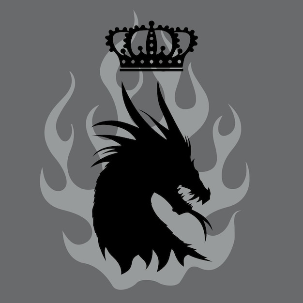 Black dragon with crown over his head as symbol of house targaryen for series house of the dragon