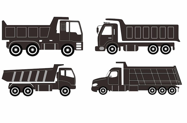 A black dump truck with a white background