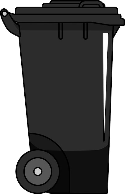 Вектор Черная мусорная икона в векторной иллюстрации плоского стиля