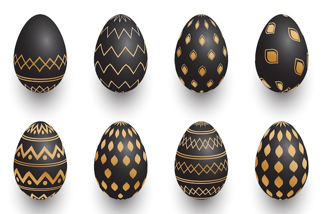 Black easter egg with gold pattern decoration