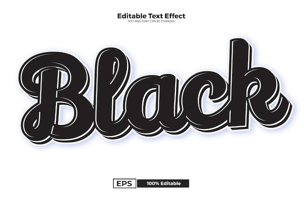 Black editable text effect in modern trend style