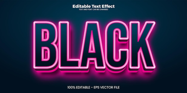 Black editable text effect in modern trend style