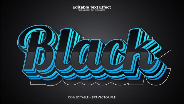 Black editable text effect in modern trend style