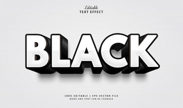 Vettore stile di effetto di testo editabile nero 3d bold simple amp minimal