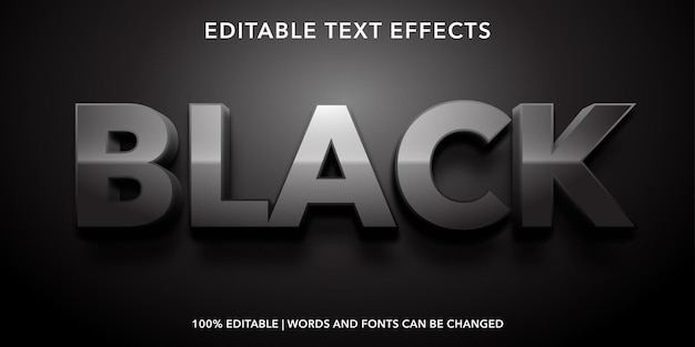 Black editable text effect