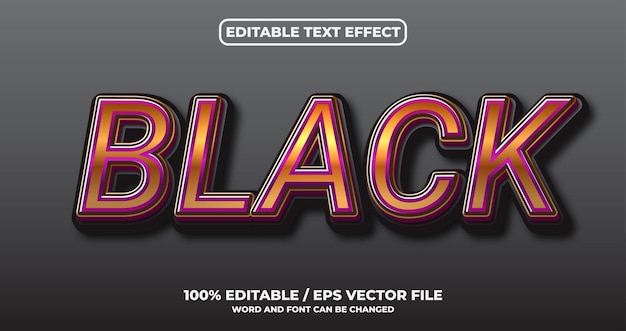 Black editable text effect