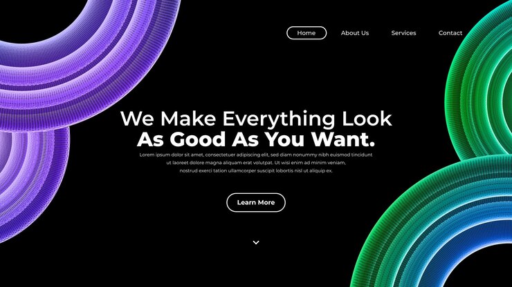 Vector black elegant landing page template
