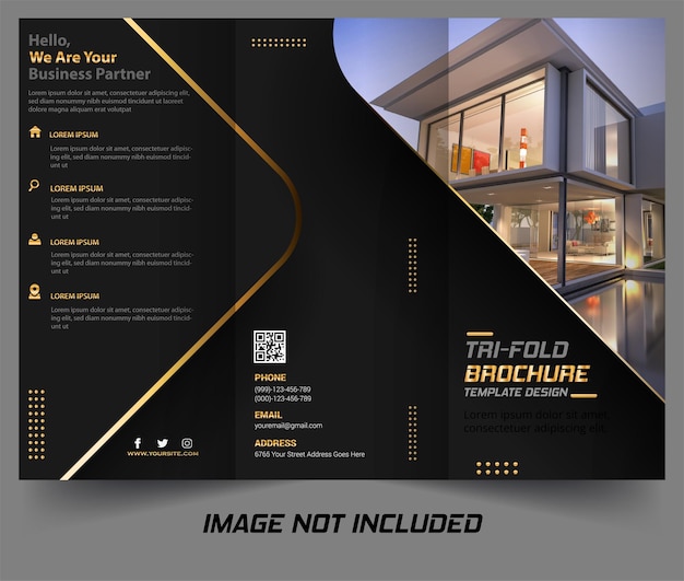 Vector black elegant luxury professional business trifold brochure template