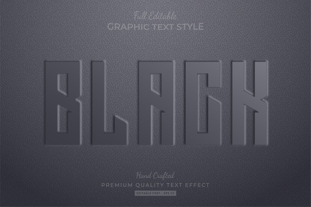 Black embossed editable text effect font style