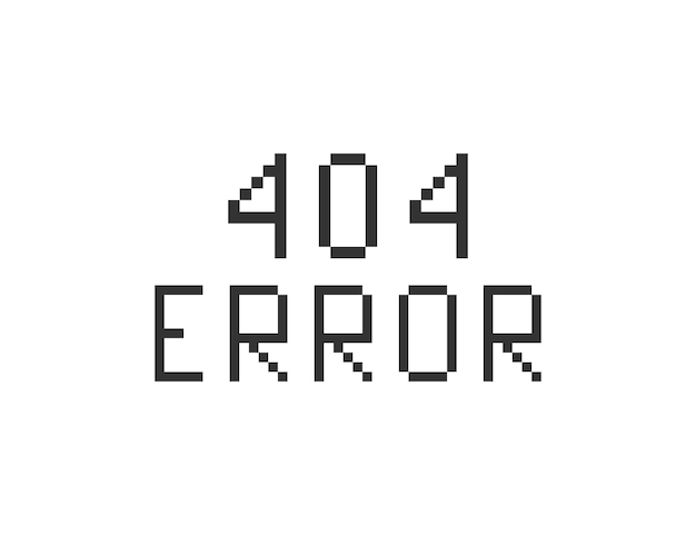 Black error 404 pixel computer app illustration symbol web site page vector