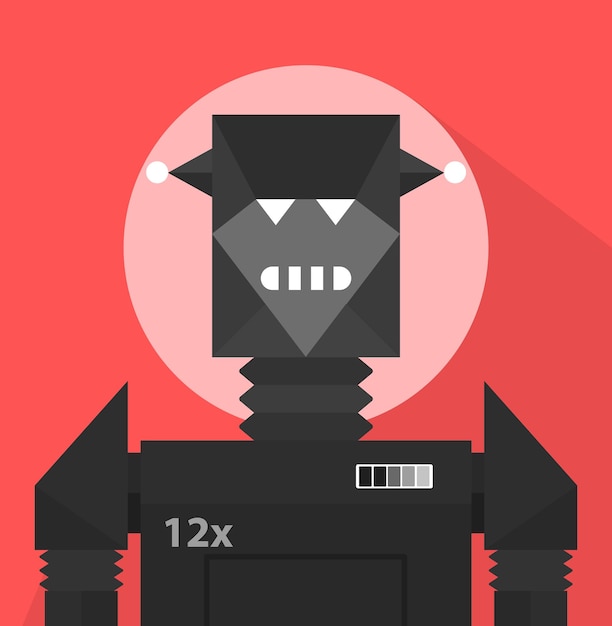 Black Evil Robot Character