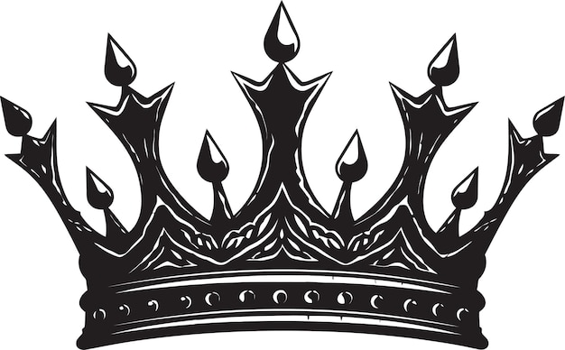 Black and Exquisite Crown Vector Symbol Elegant Sovereignty Crown Design in Black