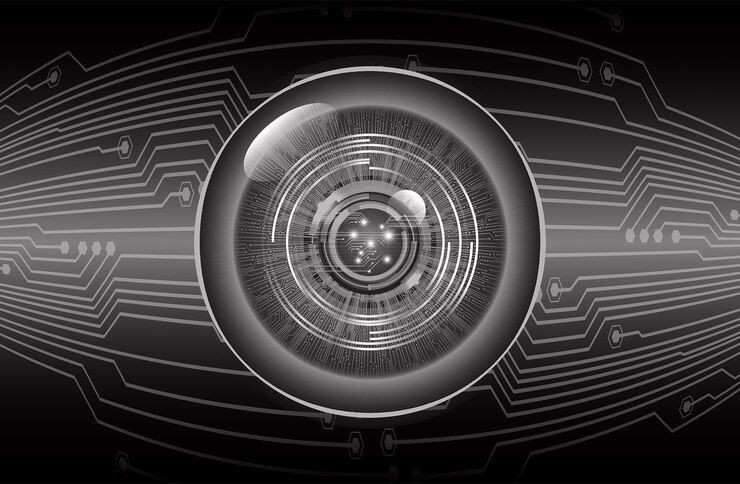 Vector black eye cyber circuit future technology concept background
