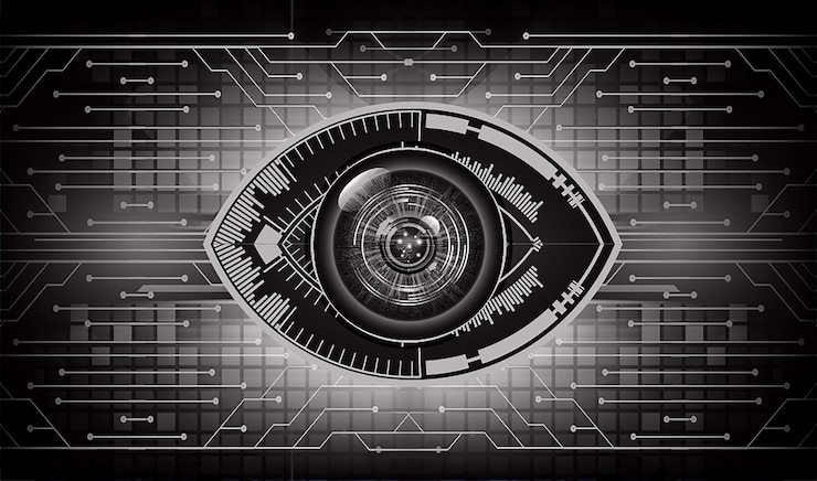 Vector black eye cyber circuit future technology concept background