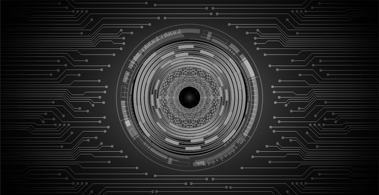 Vector black eye cyber circuit future technology concept background