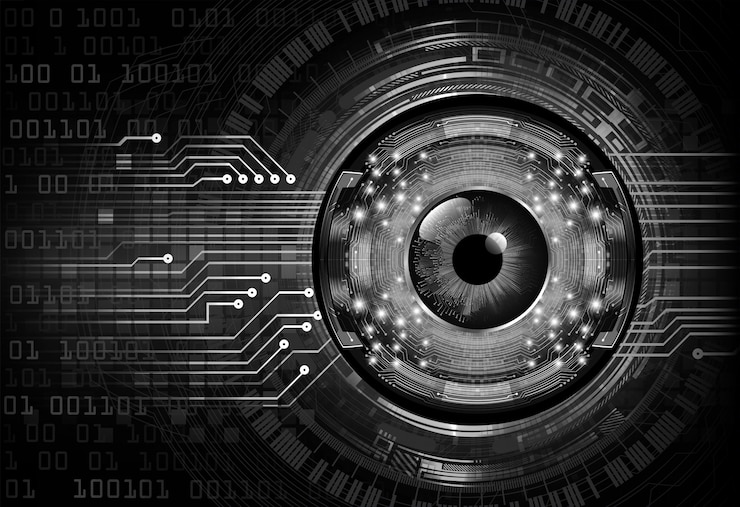 Vector black eye cyber circuit future technology concept background