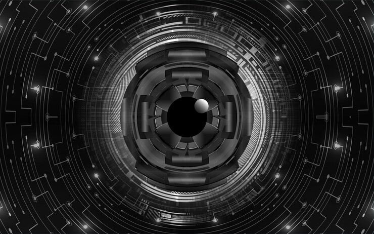 Vector black eye cyber circuit future technology concept background