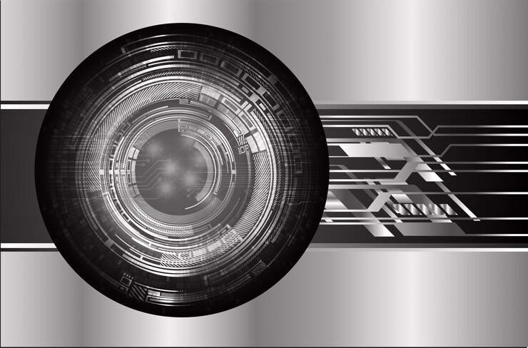 Vector black eye cyber circuit future technology concept